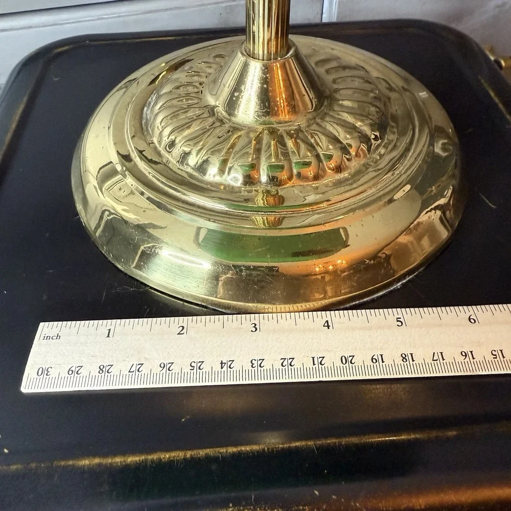 Vintage Bankers Desk Lamp Emerald Green Glass Shade and Column Underwriters Lab